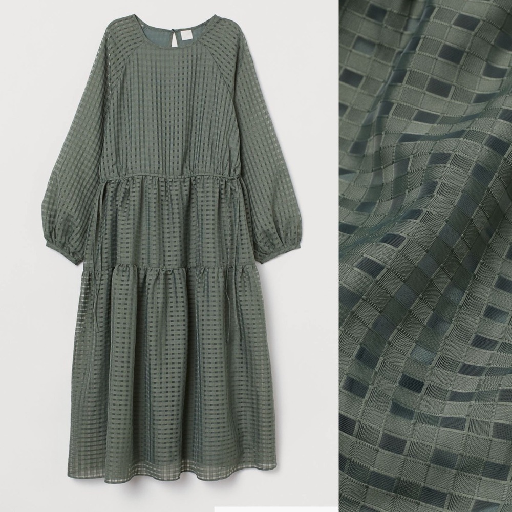 H&M Green Jacquard-Weave Dress